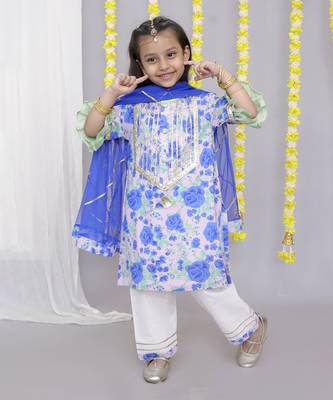 Blue rose print kurta set 5
