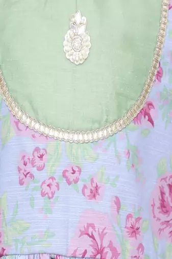 Pink rose print angrakha set