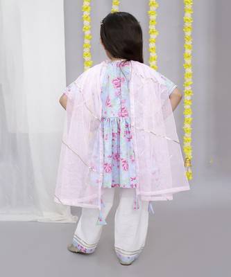 Pink rose print angrakha set 4