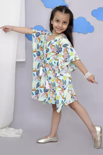 Blue tiger print kaftan