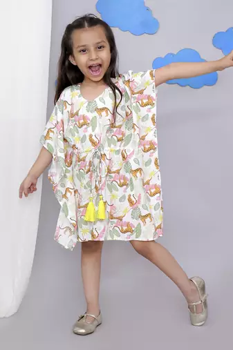 White tiger print kaftan