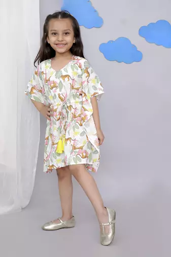 White tiger print kaftan