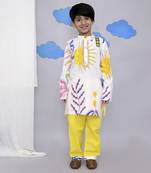 Yellow sun print kurta set