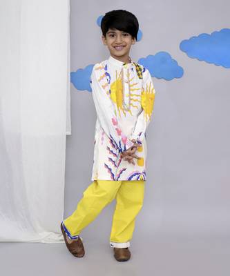 Yellow sun print kurta set 2