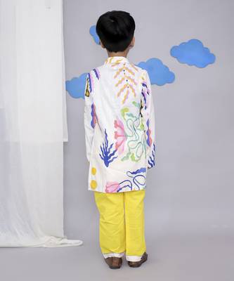Yellow sun print kurta set 3