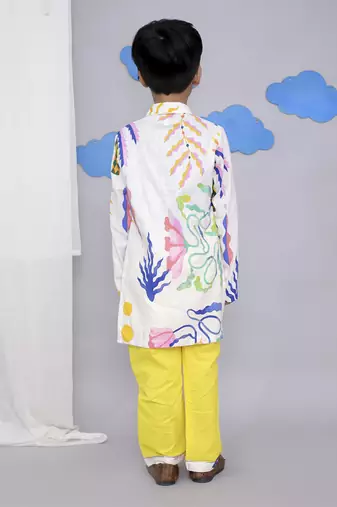 Yellow sun print kurta set