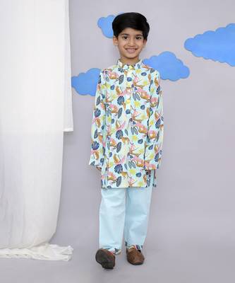 Blue tiger print kurta set 1