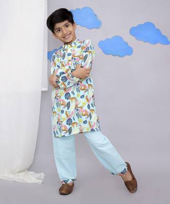 Blue tiger print kurta set 2