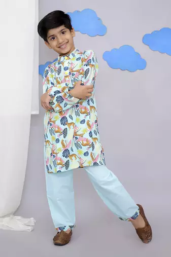 Blue tiger print kurta set