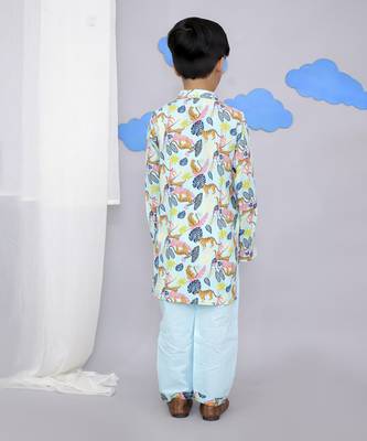 Blue tiger print kurta set 3