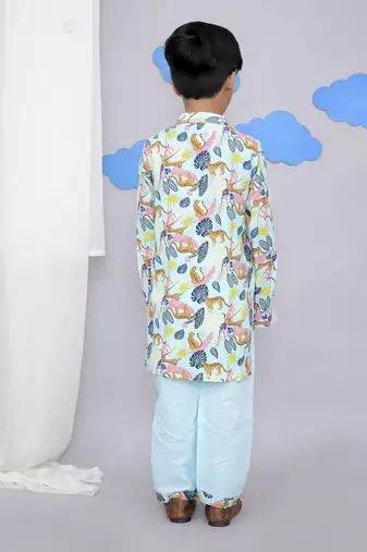 Blue tiger print kurta set