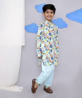 Blue tiger print kurta set 5