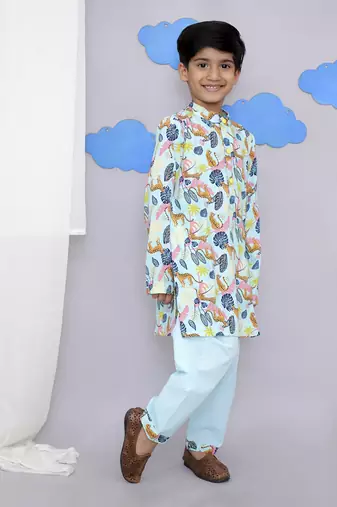Blue tiger print kurta set