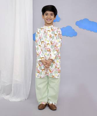 White tiger print kurta set 1