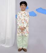 White tiger print kurta set