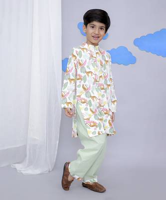 White tiger print kurta set 2