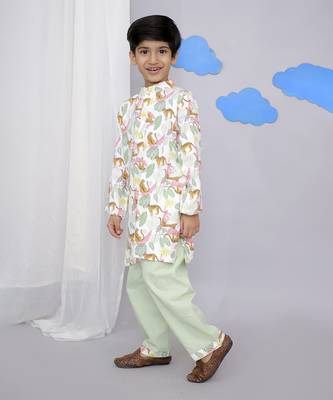 White tiger print kurta set 4