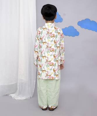 White tiger print kurta set 5