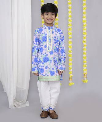 Blue rose print kurta set 1
