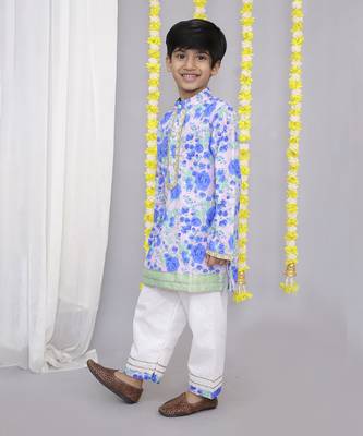 Blue rose print kurta set 2