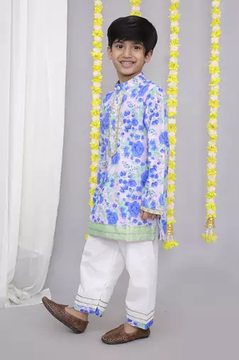 Blue rose print kurta set