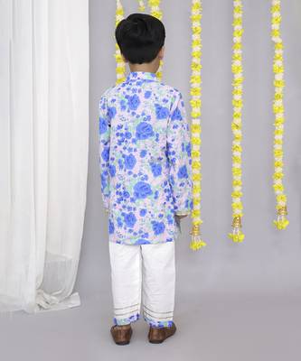 Blue rose print kurta set 3