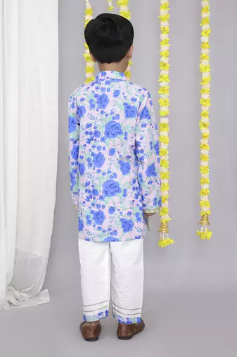 Blue rose print kurta set