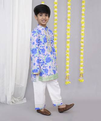 Blue rose print kurta set 4