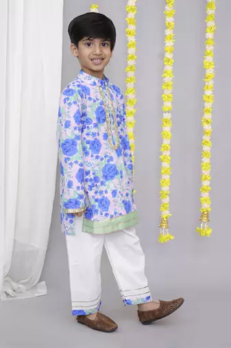 Blue rose print kurta set