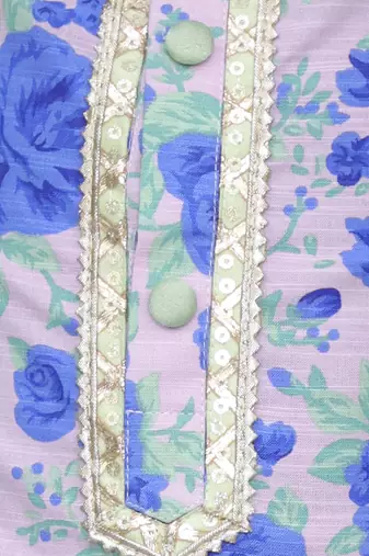 Blue rose print kurta set