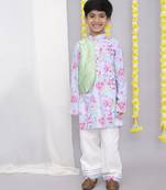 Pink rose print kurta set