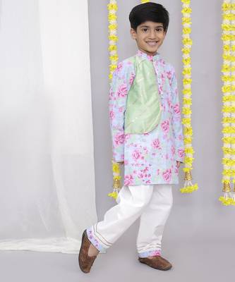Pink rose print kurta set 2