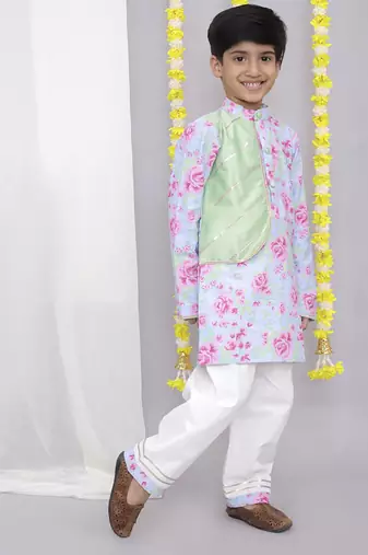 Pink rose print kurta set