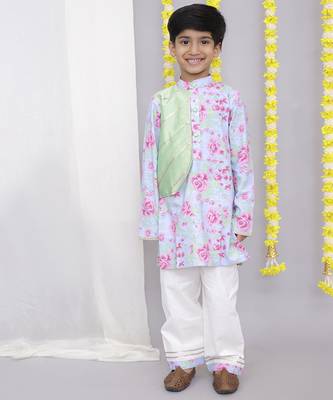 Pink rose print kurta set 3