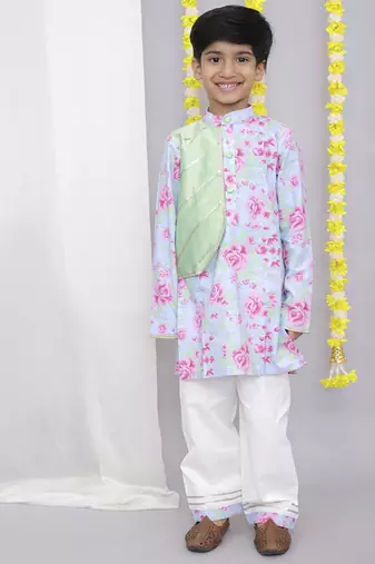 Pink rose print kurta set