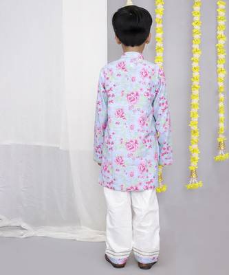 Pink rose print kurta set 4