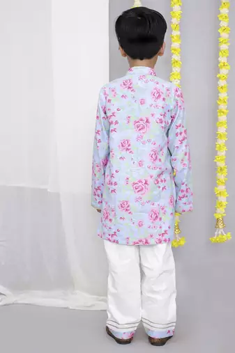Pink rose print kurta set