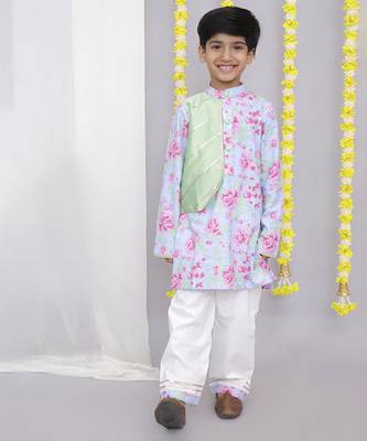 Pink rose print kurta set 5