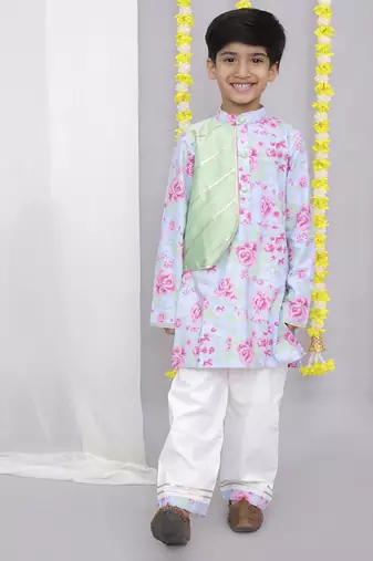 Pink rose print kurta set