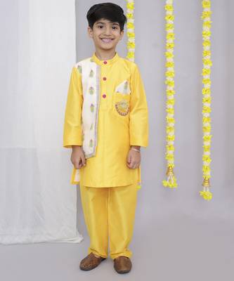 Mustard yellow emboridery kurta 1