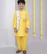 Mustard yellow emboridery kurta