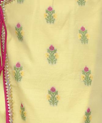 Yellow chanderi boy angrakha with pyjama 5