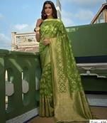 Light Green Zari Butti Woven Banarasi Soft Organza Saree