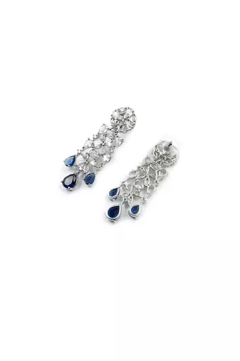 Silver plated blue cz collar necklace set