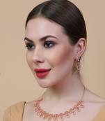 Rose gold plated sleek leaf necklace set
