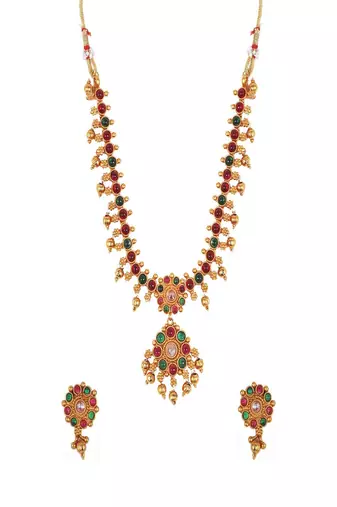 Gold plated multicolor kemp necklace set