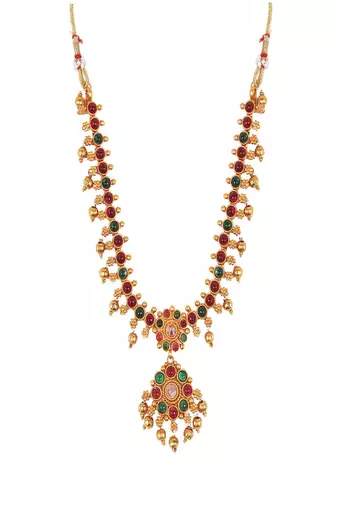 Gold plated multicolor kemp necklace set
