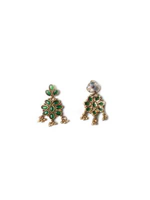 Gold plated green kemp double line necklace set 5