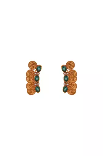 Gold plated red kemp laxmi coin necklace set