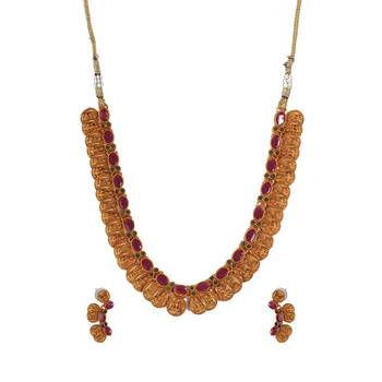 Gold plated green kemp laxmi coin necklace set 2
